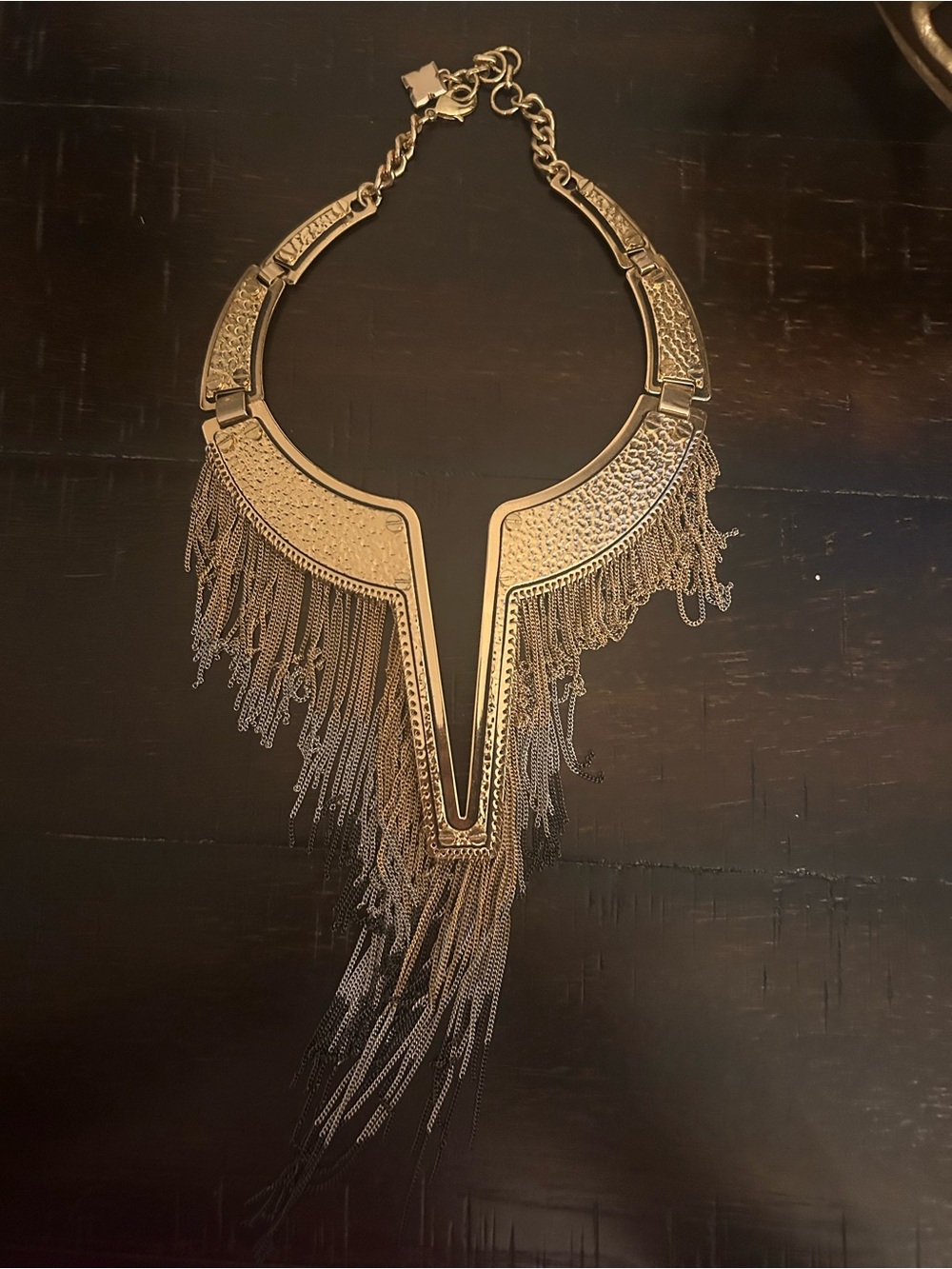 Gold Fringe Statement Necklace - Women Jewelry